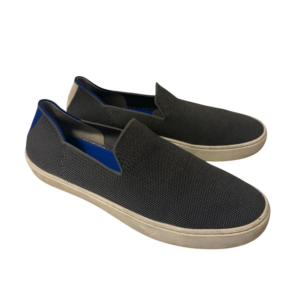Rothy's THE SNEAKER
Recycled Gray Knit Slip On, cream and Blue in the back